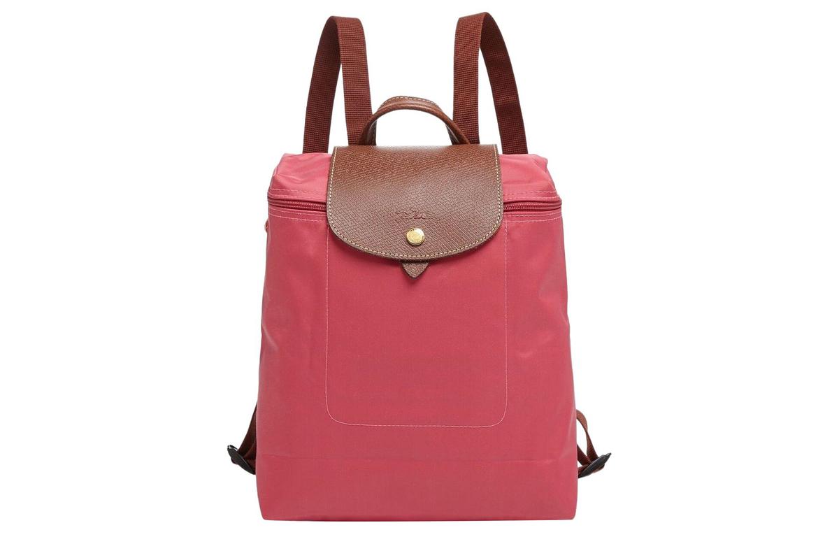 Longchamp Longchamp Le Pliage Nylon With Leather Backpack Medium Size Women's Pink