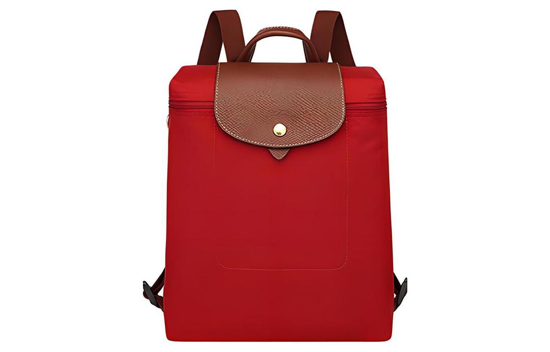 Longchamp Longchamp Le Pliage Recycled Canvas With Leather Trim Backpack Regular Women's Red