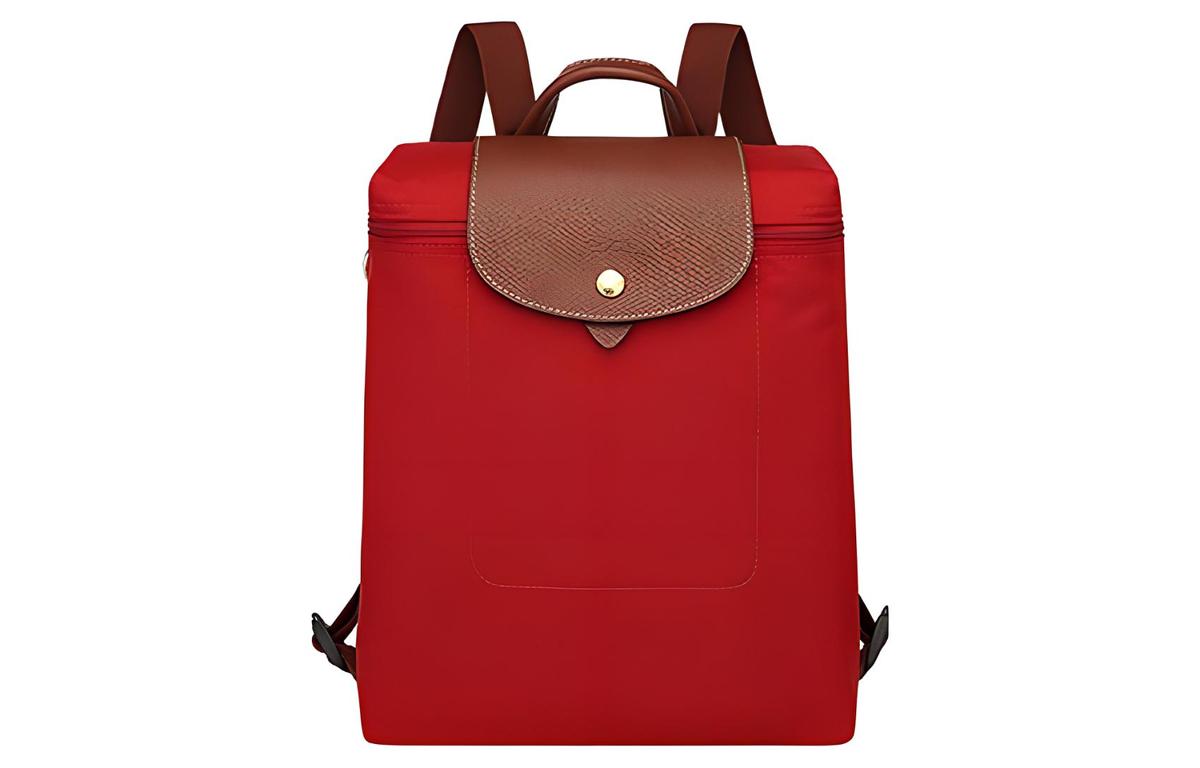 Longchamp Longchamp Le Pliage Recycled Canvas With Leather Trim Backpack Regular Women's Red
