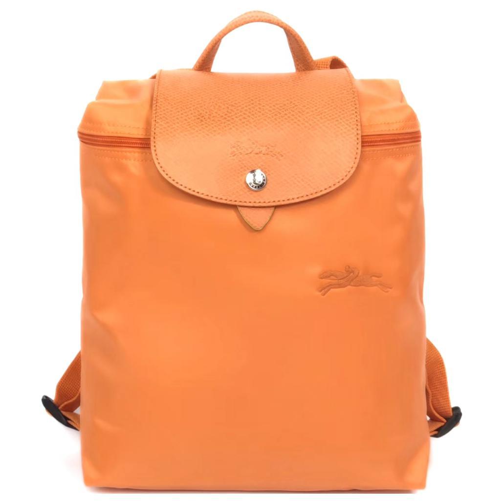 Longchamp Longchamp Le Pliage Green Recycled Canvas With Leather Trim Backpack Women's Orange