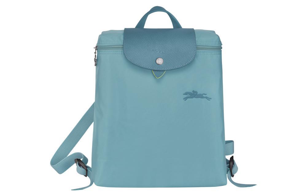 Longchamp Longchamp Le Pliage Green Recycled Canvas With Leather Trim Backpack Women's Blue