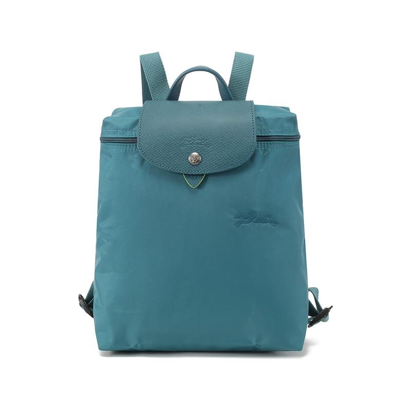 Longchamp Longchamp Le Pliage Green Recycled Canvas Backpack Medium Size Women's Peacock Blue