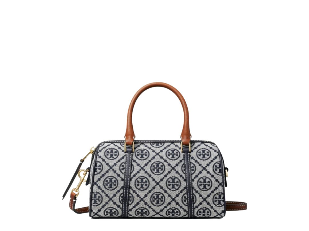 Tory Burch Tory Burch T Monogram Petite Barrel In Polyester Jacquard With Gold Hardware Tory Navy