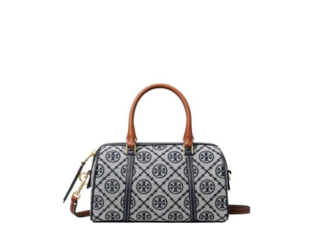 Tory Burch Tory Burch T Monogram Petite Barrel In Polyester Jacquard With Gold Hardware Tory Navy - view 1