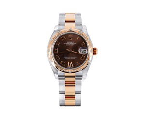 Buy Rolex Datejust 31 MM Oyster Band 18K Gold Steel x None None Rose Gold Smooth White Roman at Sasom – Authentic and Ready to Ship