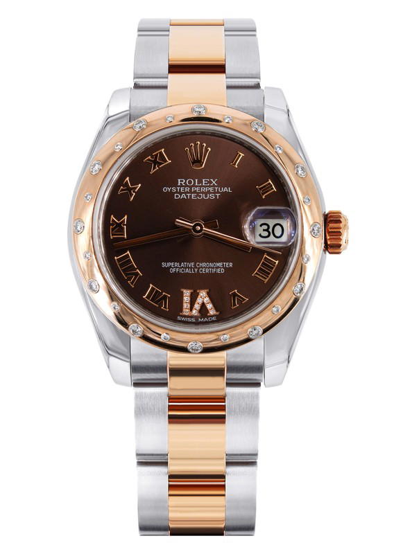 Rolex Rolex Datejust 31 MM Oyster Band 18K Gold Steel x None None Rose Gold Smooth White Roman - view 1