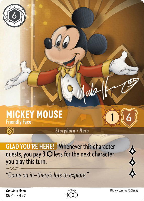 Disney Lorcana Disney Lorcana Mickey Mouse Friendly Face Promo [18/P1] Disney100 (EN)