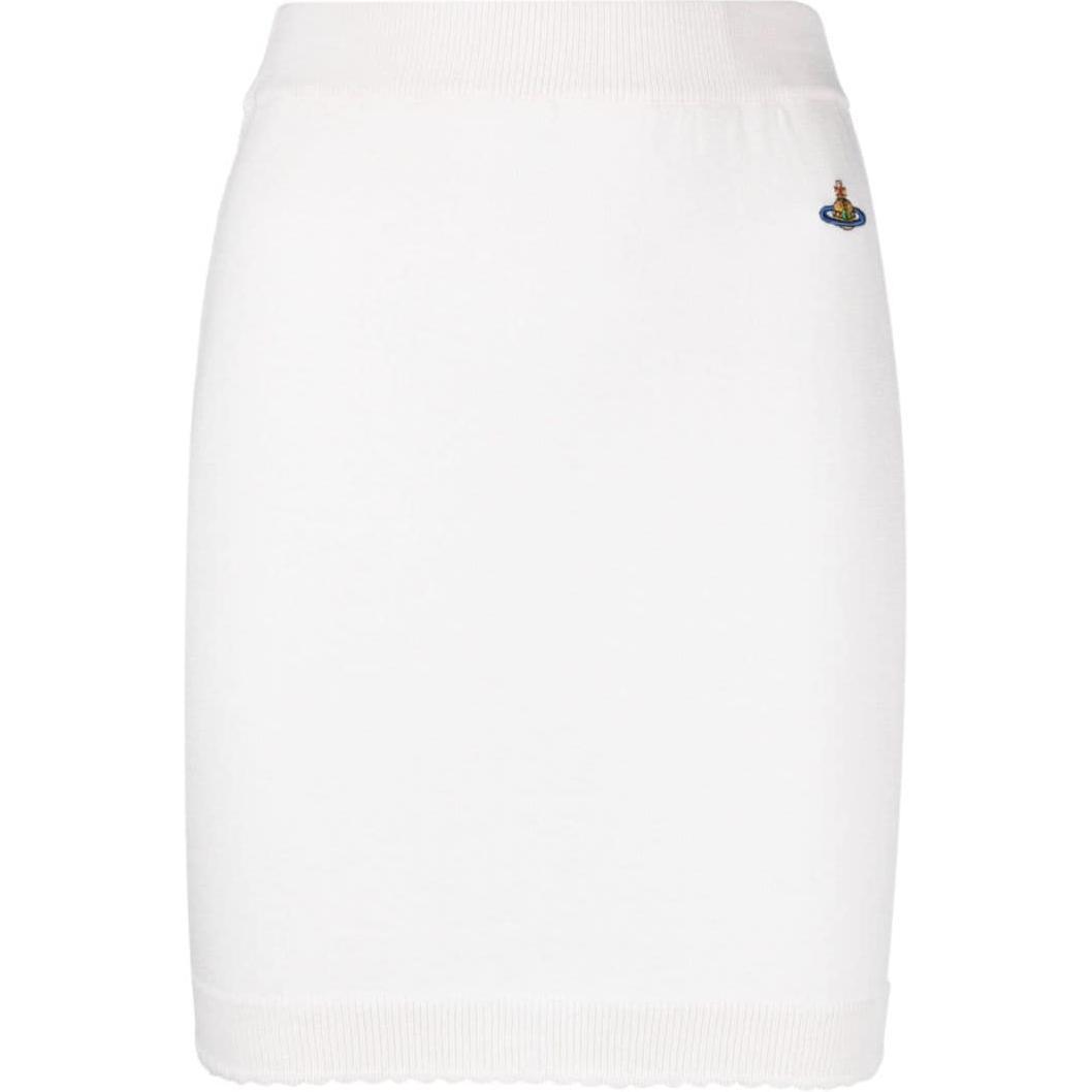 Vivienne Westwood Vivienne Westwood Orb-Embroidered Scallop Hem Knitted Mini Skirt