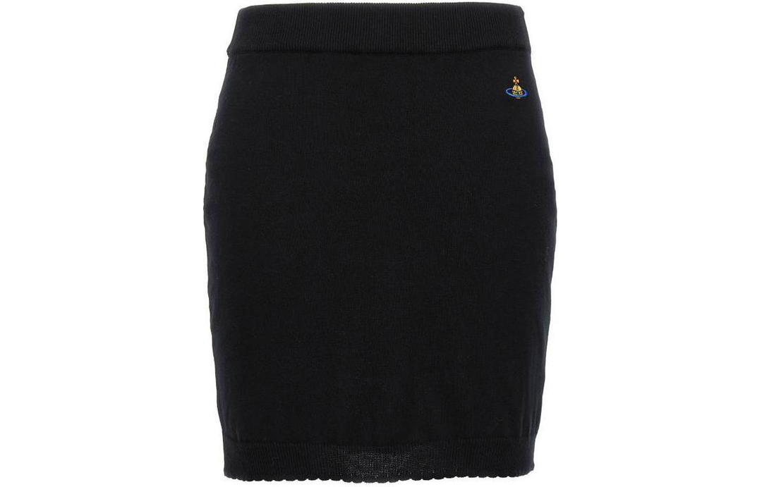 Vivienne Westwood Vivienne Westwood Orb-Embroidered Scallop Hem Knitted Mini Skirt