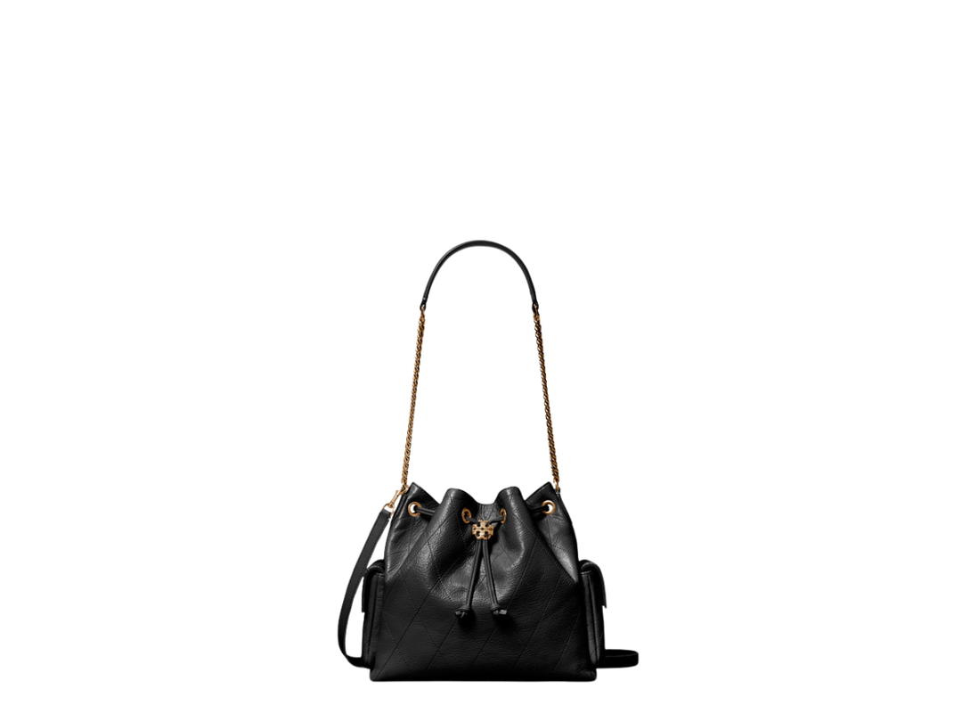 Tory Burch Tory Burch Charlie Quilted Drawstring Shoulder Bag Black