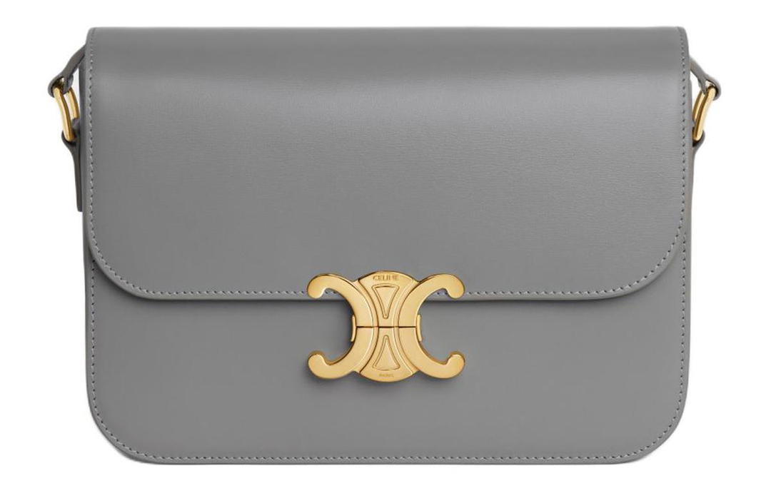 Celine Celine Triomphe Arc De Triomphe Cow Leather Shoulder Bag Portable Crossbody Bag Shoulder Bag Women's Zinc Color
