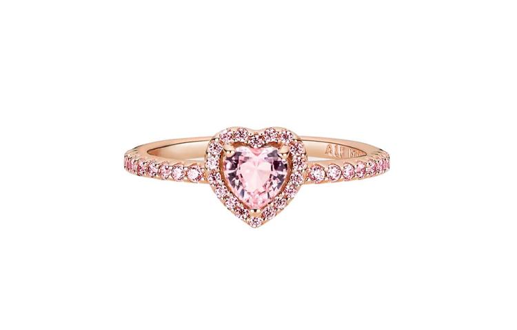 Pandora Pandora Copper Silver Alloy Synthetic Cubic Zirconia Rings Women's Pink