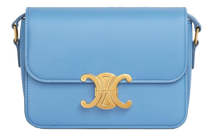 Celine Celine Shiny Cow Leather Shoulder Bag Handbag Shoulder Bag Crossbody Bag Women's Sky Blue