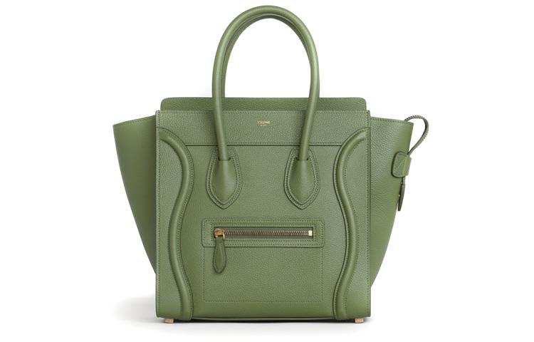 Celine Celine Luggage Cow Leather Handbag Shoulder Bag Unisex Light Khaki Green