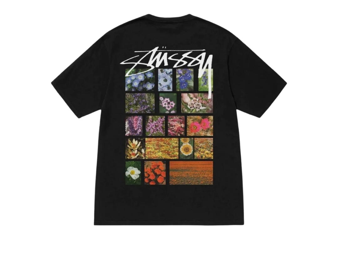 Stussy Stussy Flower Grid Pigment Dyed T-Shirt Black