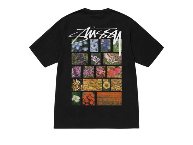 Stussy Stussy Flower Grid Pigment Dyed T-Shirt Black - view 1