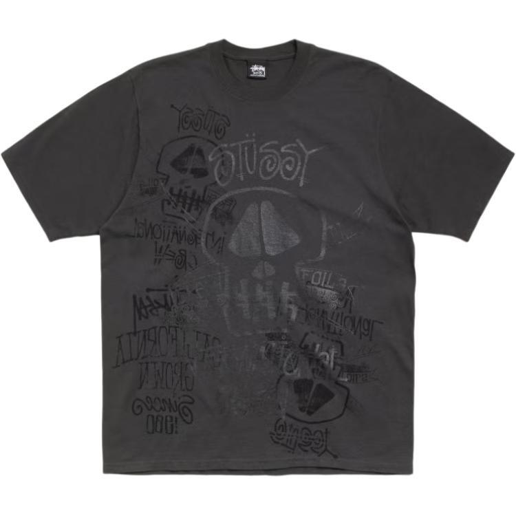 Stussy Stussy SKULLS TEE PIGMENT DYED - Black