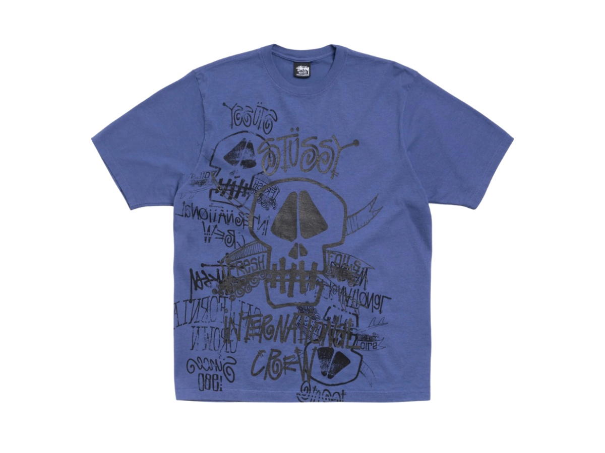 Stussy Stussy Skulls Tee Pigment Dyed Indigo