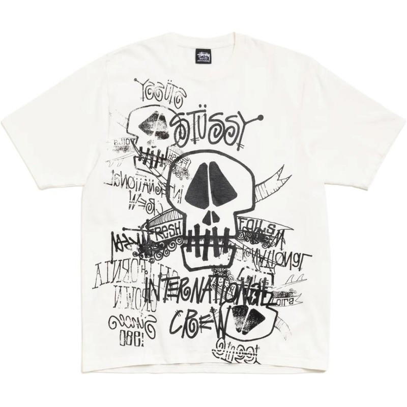 Stussy Stussy SKULLS TEE PIGMENT DYED - Natural