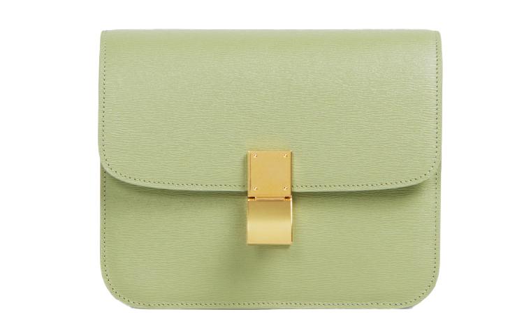 Celine Celine Softwood Grain Cow Leather Tofu Bag Block Crossbody Bag Shoulder Bag Women's Black Olive Green