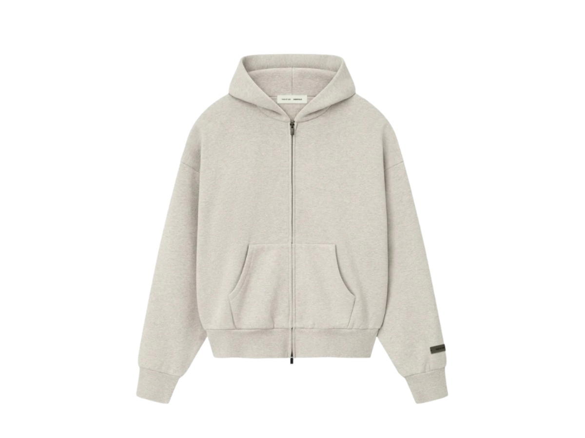 Fear of God Fear of God Essentials Classic Fleece Zip-Up Hoodie Heather Stone (SS25)