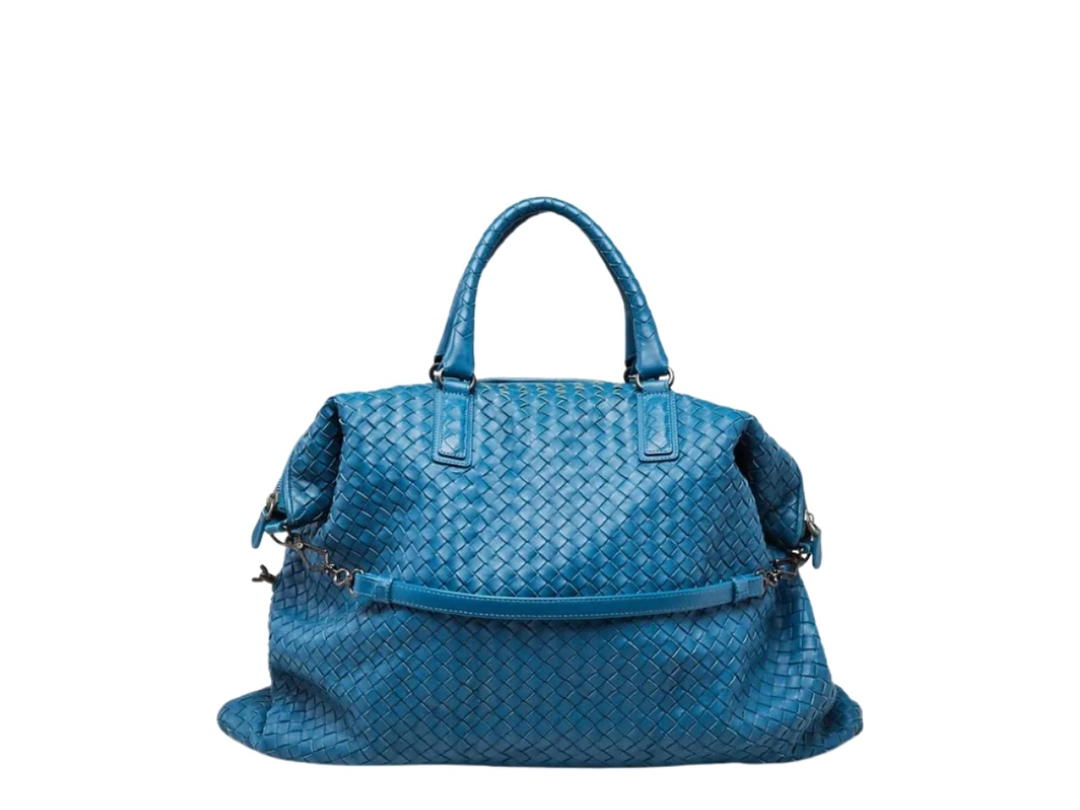 Bottega Veneta Bottega Veneta Intrecciato Woven Nappa Leather Large Convertible Tote Bag Cobalt Blue