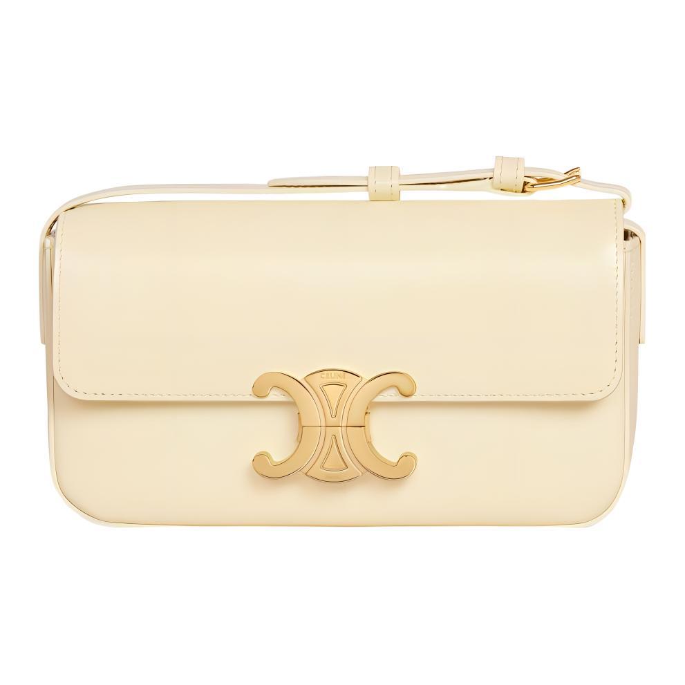 Celine Celine Triomphe Shiny Cow Leather Crossbody Bag Shoulder Bag Women's Light Yellow/Light Yellow