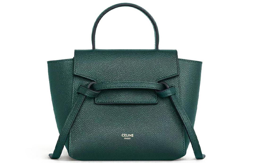 Celine CELINE Belt Grained Calfskin Catfish Bag Handbag Shoulder Bag Crossbody Bag Handbag Pico Women's Amazon Green/Jasper