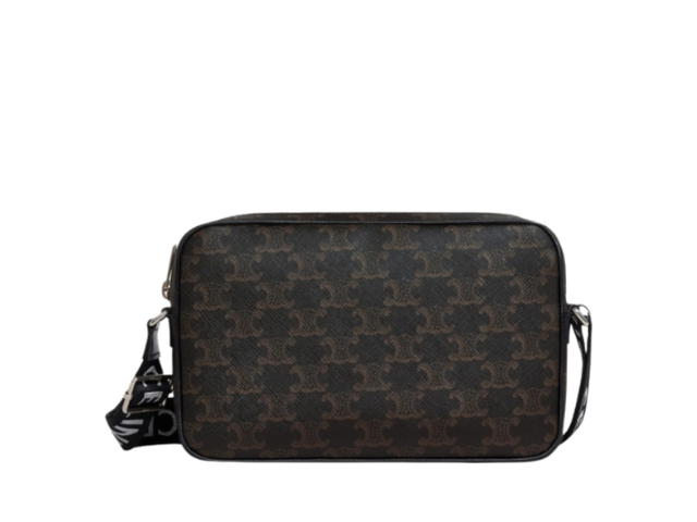 Celine Celine Medium Messenger Bag In Triomphe Canvas With Silver Finishing Hardware Black - view 2