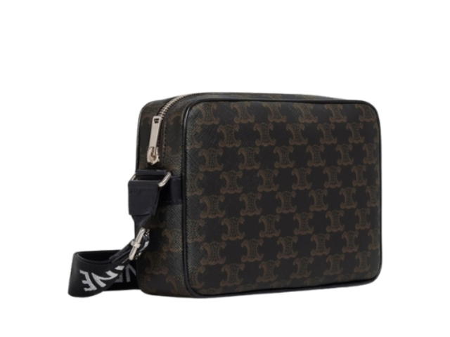 Celine Celine Medium Messenger Bag In Triomphe Canvas With Silver Finishing Hardware Black - view 3