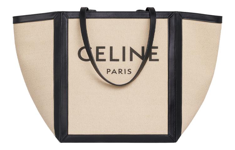 Celine Celine Fabric With Cow Leather Tote Bag, Shopping Bag, Shoulder Bag, Handbag Regular Women's Grass White/Black