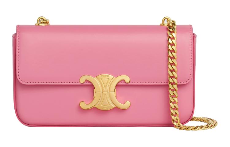 Celine Celine Triomphe Satin Calfskin Shoulder Bag Handbag Shoulder Bag Women's Vibrant Pink