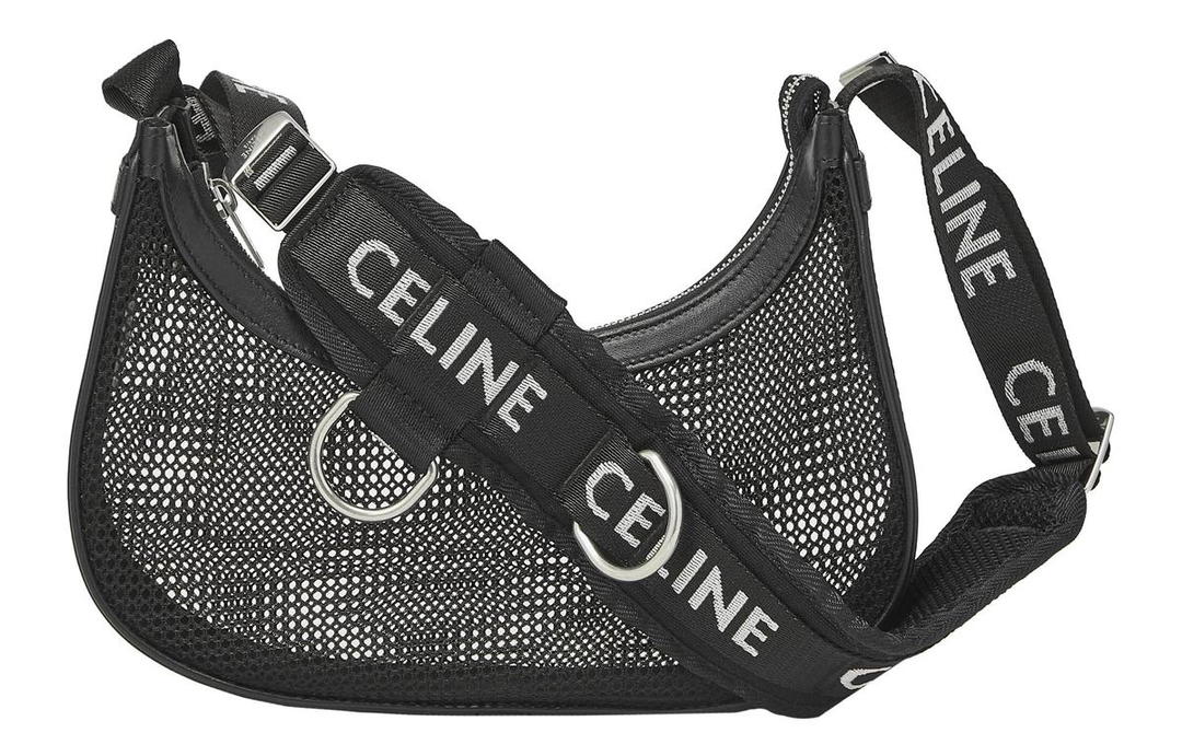 Celine Celine Calfskin With Canvas Shoulder Bag Crossbody Bag Handbag Regular Women's Black