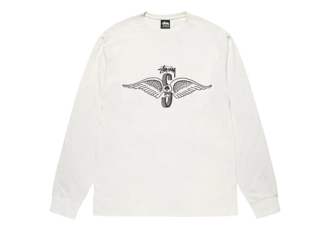 Stussy Stussy Skull Wings Ls Tee Pigment Dyed Natural