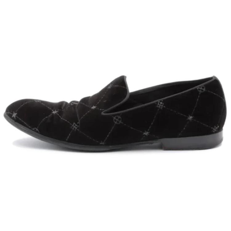Louis Vuitton Louis Vuitton Auteuil Velvet Loafers 'Black With Silver Logo Lines' Women's