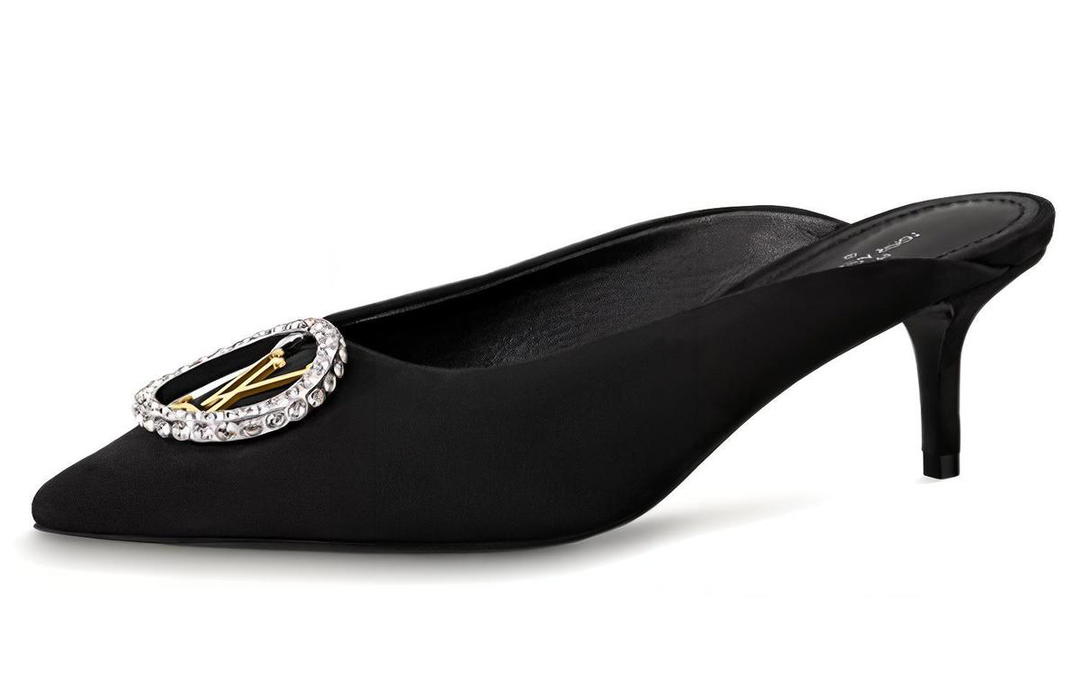 Louis Vuitton Louis Vuitton Madeleine Rhinestone Wrap-toe Slippers Women's Black