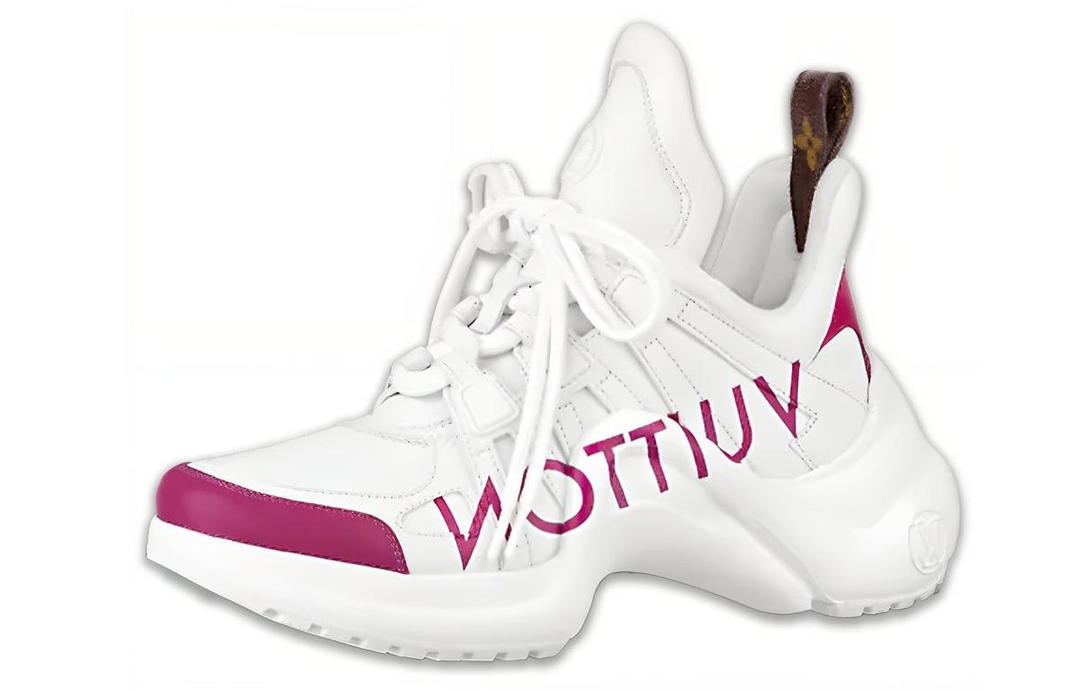 Louis Vuitton Louis Vuitton Archlight Anti-Slip And Wear-Resistant Coverage Support Low-Top Athletic Shoes Women's White Rose Red