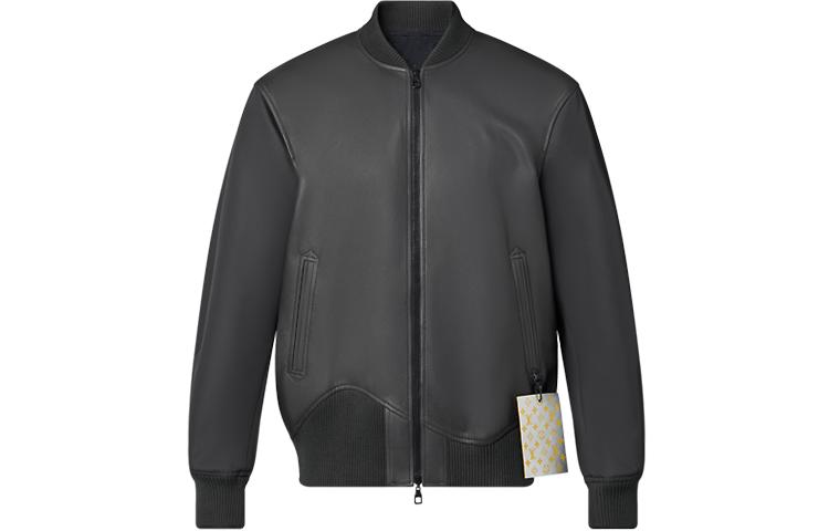 Louis Vuitton Louis Vuitton New Quarterly Products Of LV Leather Jackets Men Dark Gray