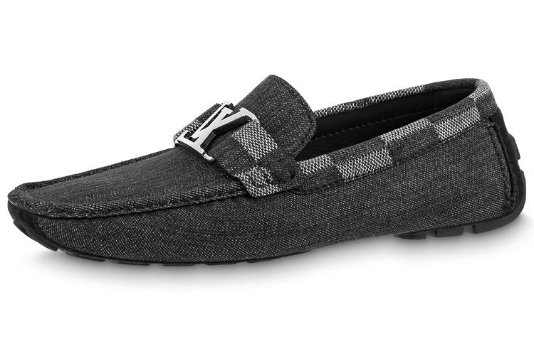 Louis Vuitton Louis Vuitton Hockenheim Moccasin Shoes 'Grey With Plaid Collar'