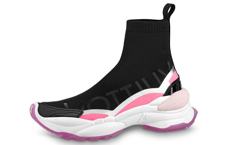 Louis Vuitton Louis Vuitton Run 55 Cushioning, Wear Resistant High Top Casual Shoes Women's Black Pink