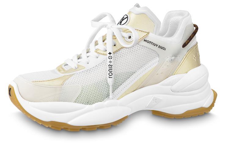 Louis Vuitton Louis Vuitton Run 55 Anti Slip Wear Resistant Low Top Casual Shoes Women's White Gold