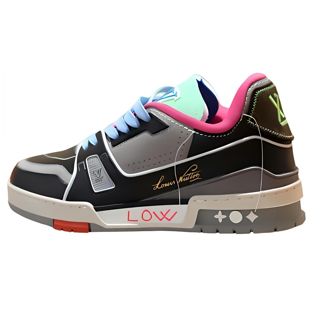 Louis Vuitton Louis Vuitton Trainer Thailand Limited Wear Resistant Low Top Skateboard Shoes Unisex Black Gray Color