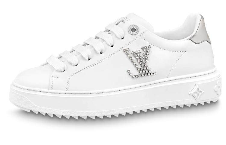 Louis Vuitton Louis Vuitton Time Out Sneakers 'White With Silver Rhinestone Logo' Women's