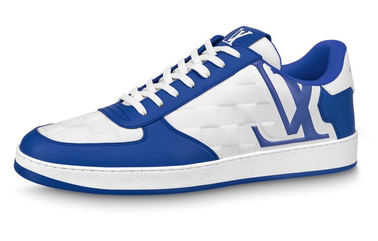 Louis Vuitton Louis Vuitton Rivoli Sneakers 'White Plaid With Blue Side Logo'