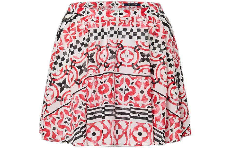 Louis Vuitton Louis Vuitton Monogram Tile Mini Skirt Casual Short Skirts Women's Red