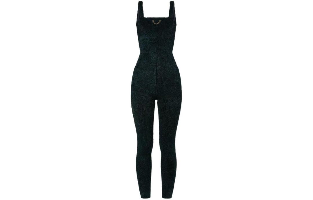 Louis Vuitton Louis Vuitton Fuzzy Knit Bodysuit Jumpsuit Women's Black