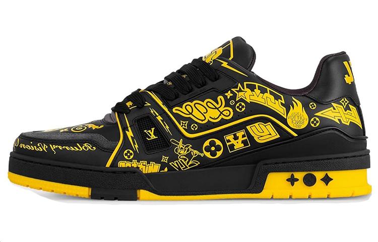 Louis Vuitton Louis Vuitton Trainer Slip Resistant Low Top Skateboard Shoes Men's Black Yellow