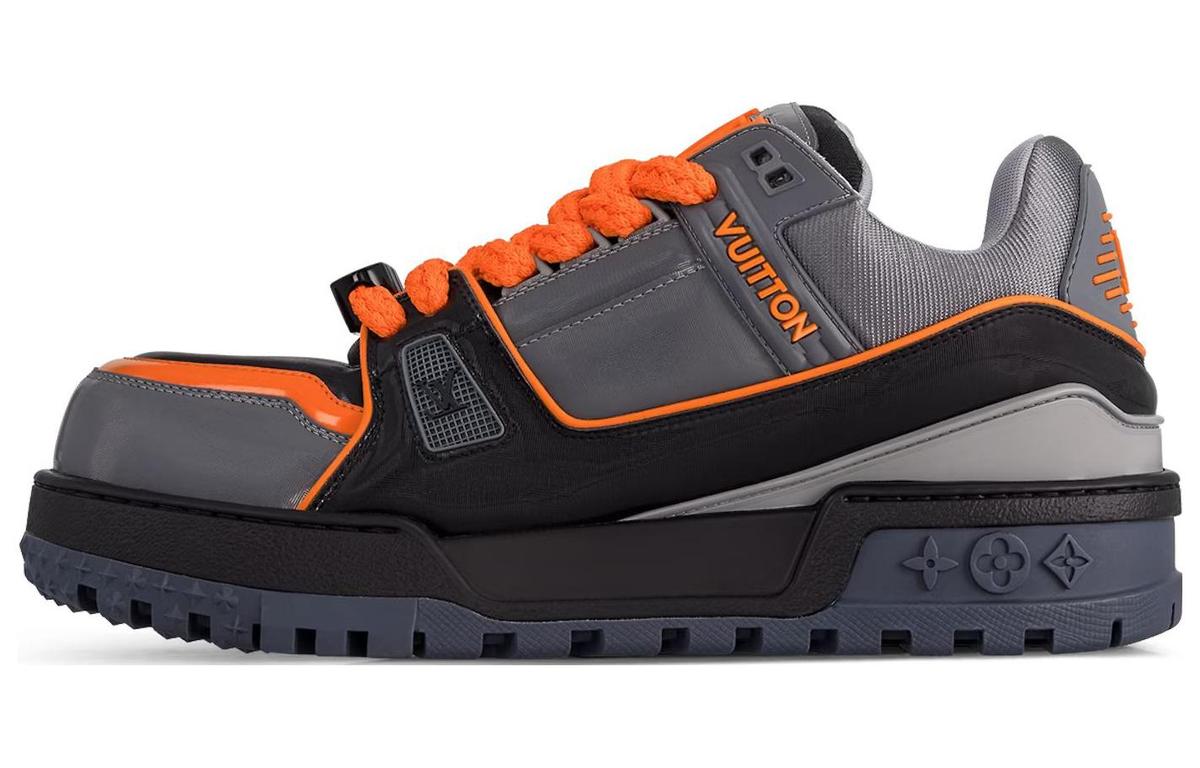 Louis Vuitton Louis Vuitton Trainer Maxi Low Top Skateboard Shoes Men's Gray Orange