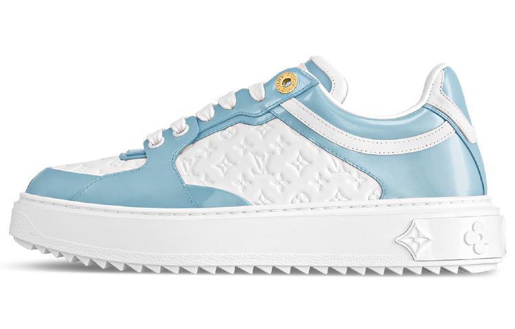 Louis Vuitton Louis Vuitton Time Out Low Top Skateboard Shoes Women's White Blue