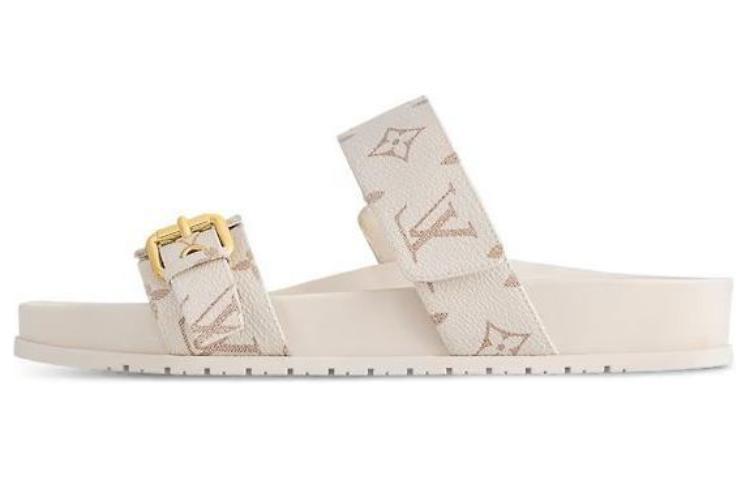 Louis Vuitton Louis Vuitton Bom Dia Rubber Sole Quiet Slide Slippers Women's White